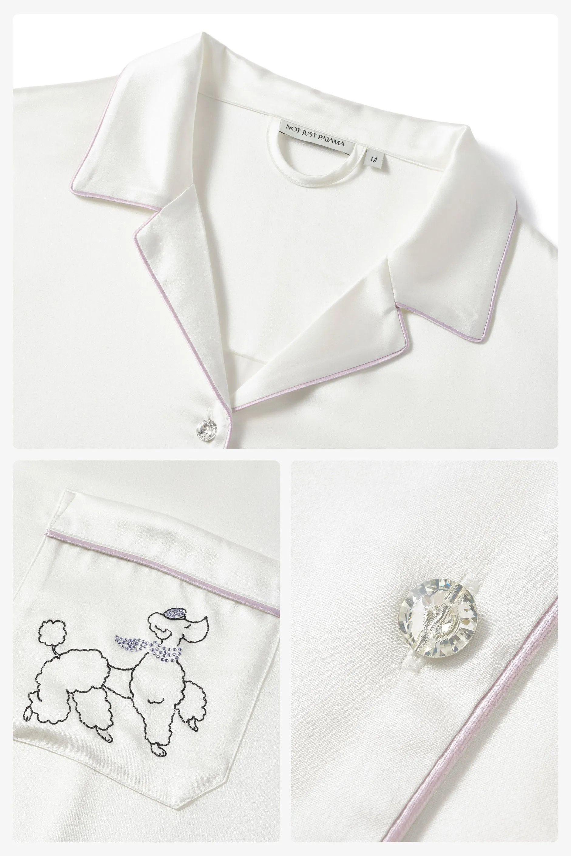 Diamond Poodles Contrast Silk Pajama Set
