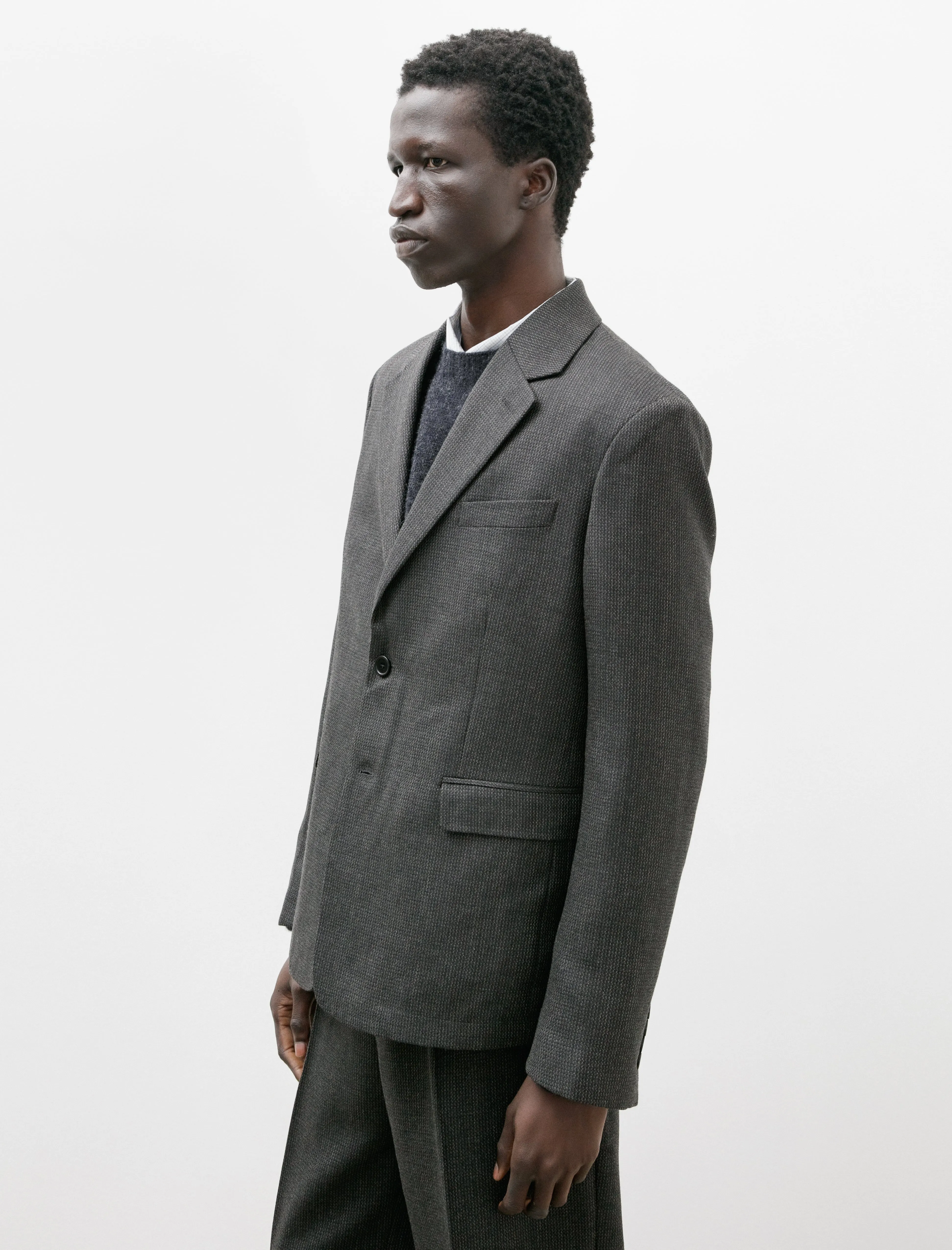 Single Breasted Blazer Dark Grey Twist