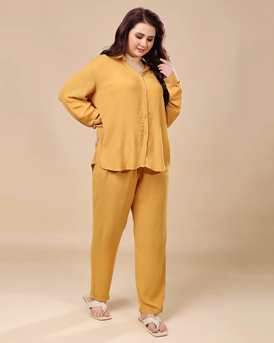 Solid Co-ord Set-Mustard
