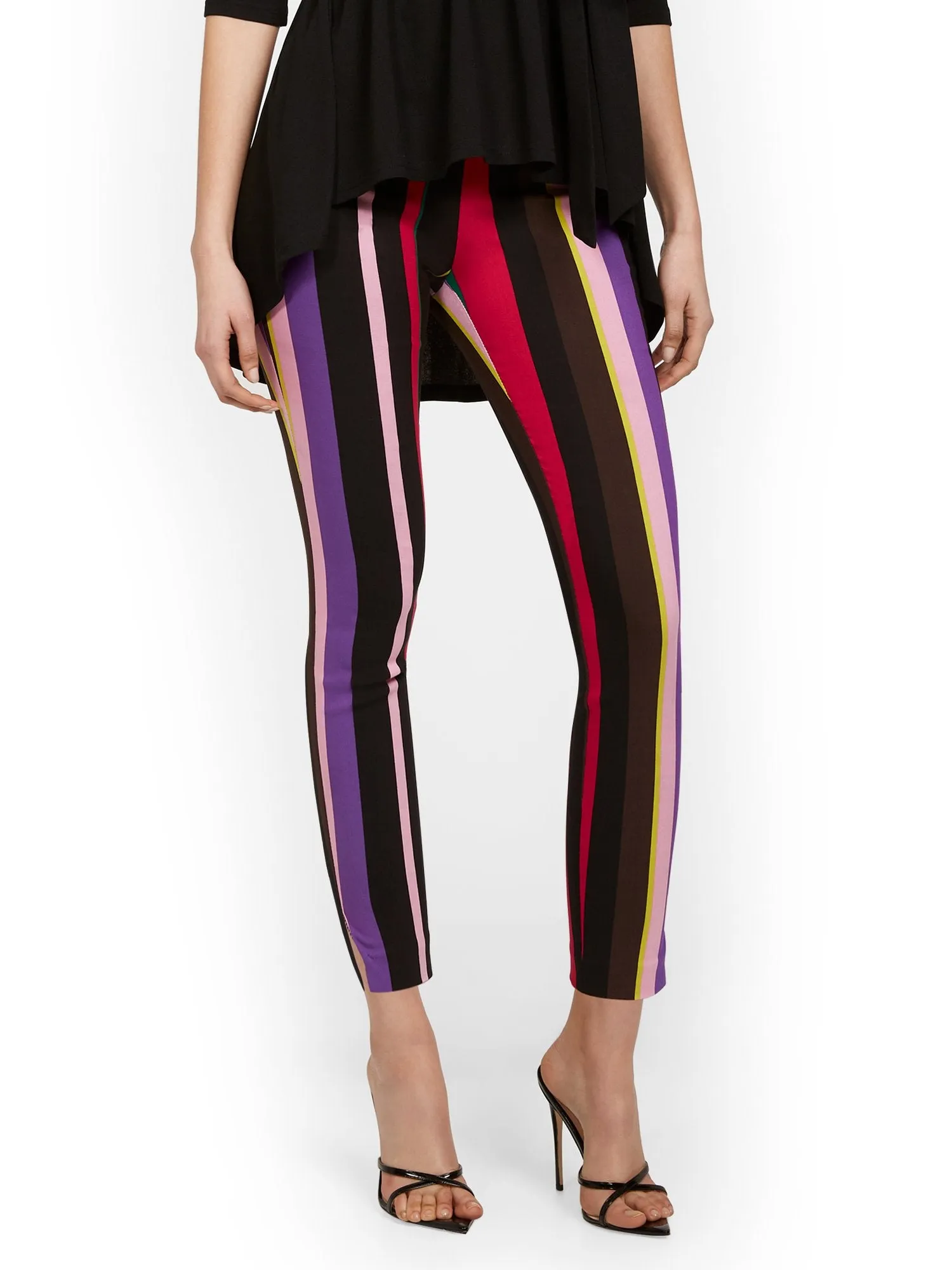 Tall Whitney High-Waisted Pull-On Slim-Leg Ankle Pant - Multi-Stripe